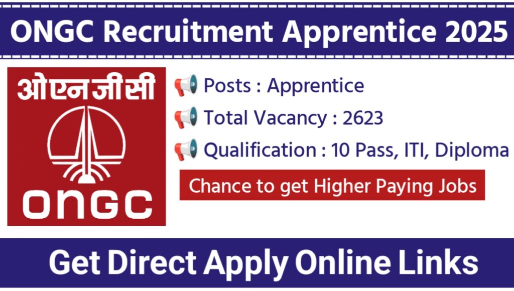 ONGC Recruitment 2623 Apprentice Posts 2025